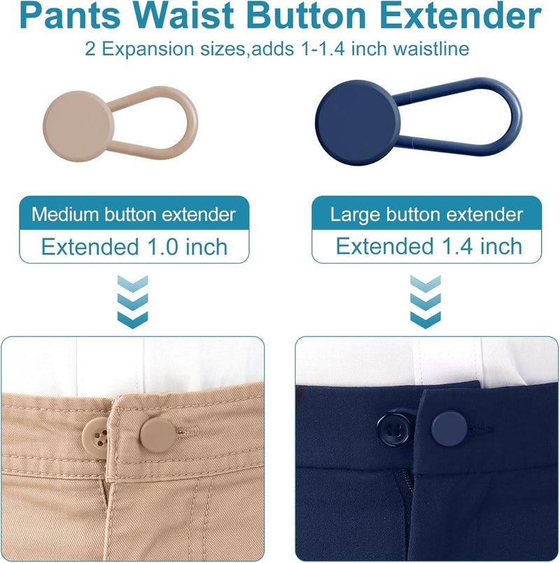 KUNTAERY 8PCS Button Extenders for Jeans, Pants Waistband Expanders, Instant Waist Extender Buttons for Women and Men, No Sew Jeans Waist Extension 1-1.4 Inches - Image 4